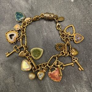Kirk’s Folly Gold Heart Charm Bracelet Colorful Enamel Hearts